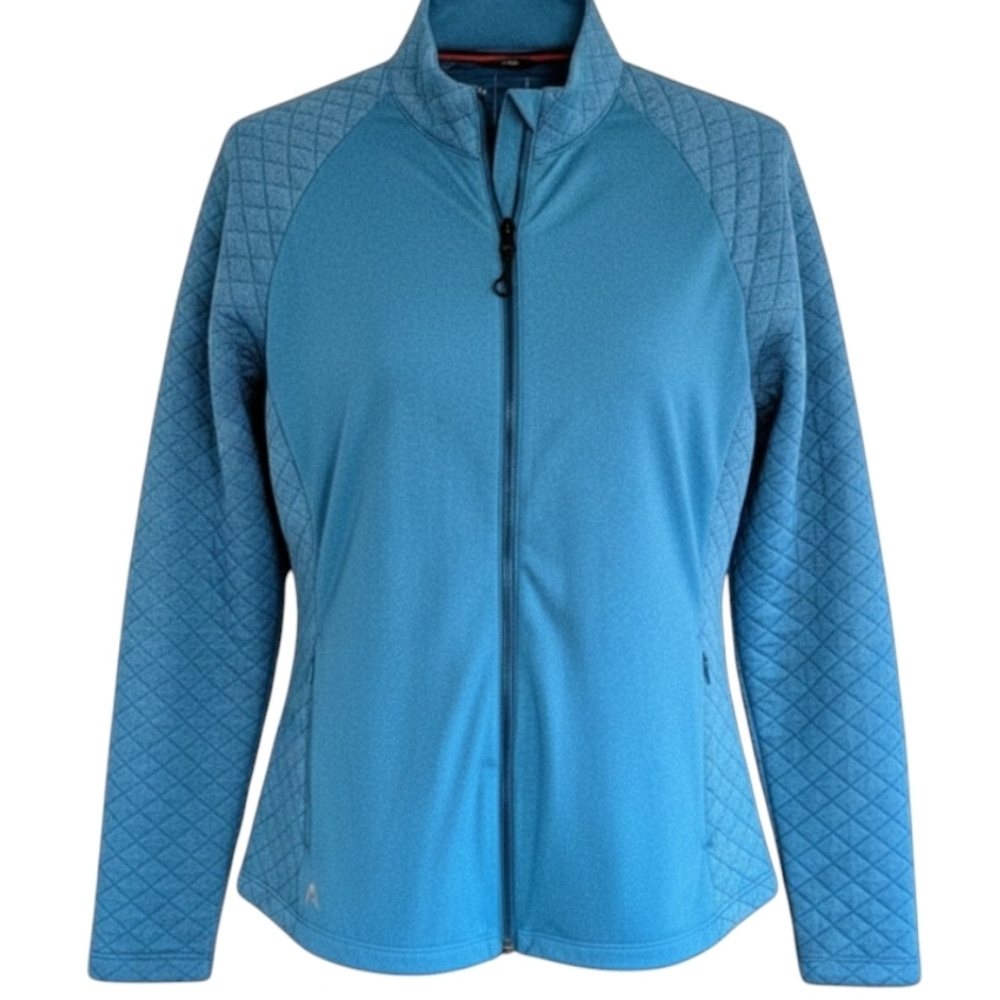 Antigua Women's Light Blue Golf Athletic Jacket Athlesiure Sportif Chic Layering